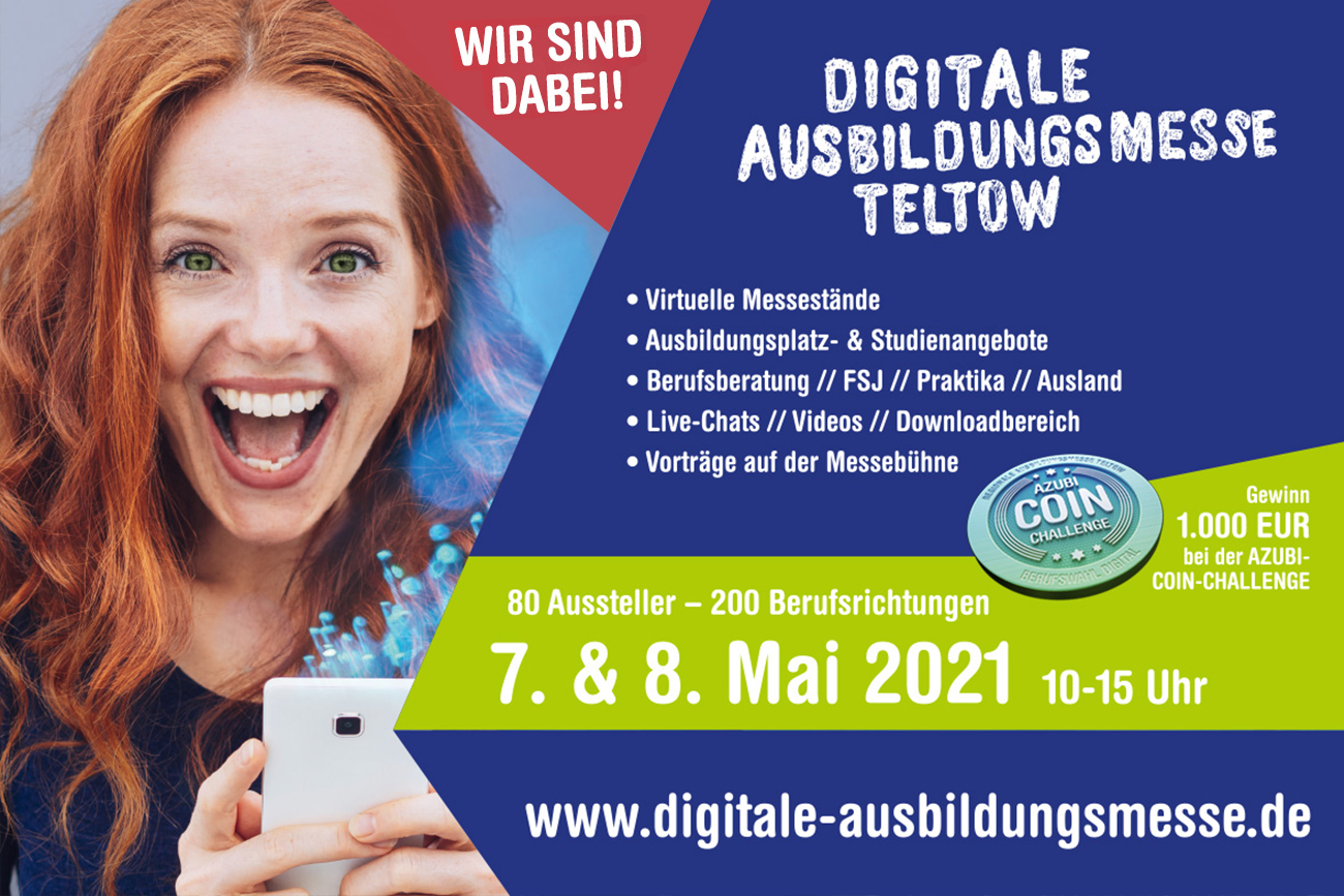 Digitale Ausbildungsmesse Teltow 7. & 8. Mai 2021